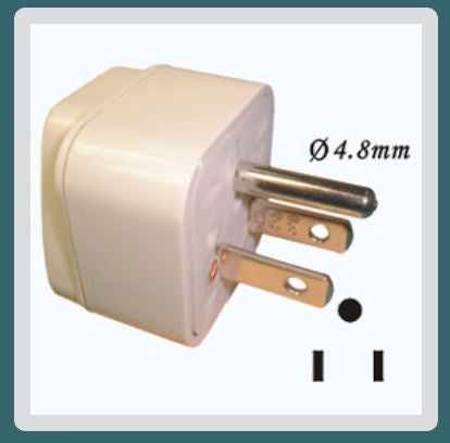 Circuit-Test WA-5 Travel Adapter 3 Conductor Plug to 3 Pin North American Plug, AC Voltage