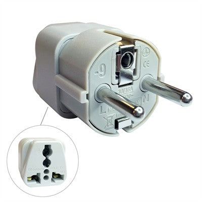 Circuit-Test WA-9 Travel Adapter 3 Conductor Plug to 3 Pin European Plug, AC Voltage