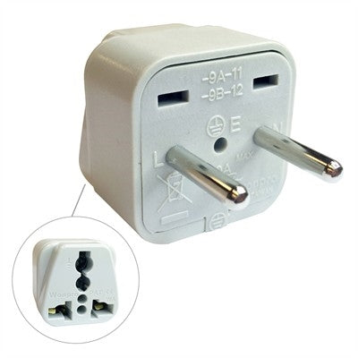 Circuit-Test WA-9A Travel Adapter 3 Conductor Plug to 2 Pin European Plug, AC Voltage