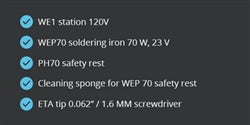 Weller WE1010NA Digital Soldering Station 70W, with WEP 70 Soldering Iron & PH 70 Safety Rest, ETA Tip Included