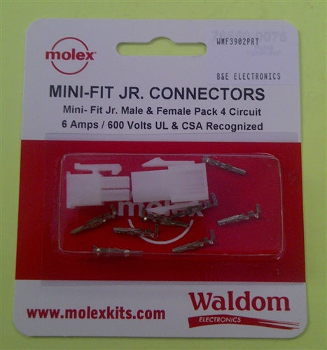 Molex 76650-0075 Mini-Fit Jr. 4 Pole/Circuit Locking Connector Kit, Pins 18-24AWG