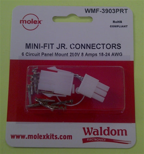 Molex 76650-0076 Mini-Fit Jr. 6 Pole/Circuit Locking Connector Kit, Pins 18-24AWG