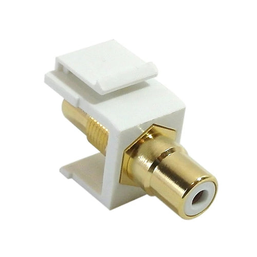 Phantom Cables WP-IN-RCA-WH RCA Female/Female Keystone Wall Plate Insert White, Gold Plated, White Color Code