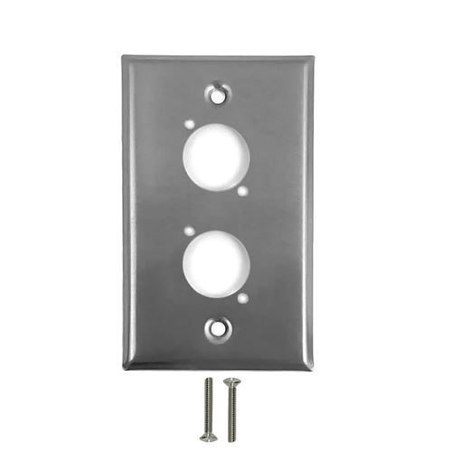 Phantom Cables WP-XLRD2-SS Single Gang 2-Port D-Cut- Stainless Steel Wall Plate