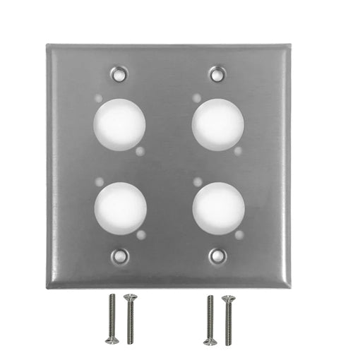 Phantom Cables WP-XLRD4-SS Double Gang 4-Port D-Cut Stainless Steel Wall Plate