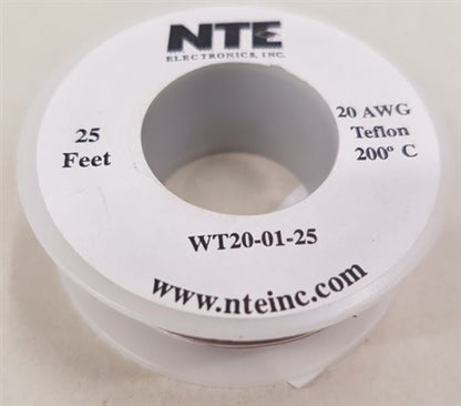 NTE 20AWG Brown Teflon Hookup Wire (25 Feet) WT20-01-25 200C/600V Silver Plated Copper/SPC