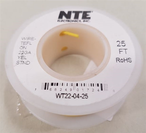 NTE 22AWG Orange Teflon Hookup Wire (25 Feet) WT22-03-25 200C/600V Silver Plated Copper/SPC
