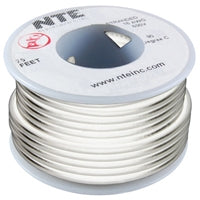 NTE 24AWG White Teflon Hookup Wire (25 Feet) WT24-09-25 200C/600V Silver Plated Copper/SPC
