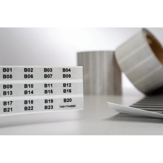 Hellermann Tyton TAG11T4-822C Thermal Transfer Labels, 0.65" x .2", 4 Across, Polyester, Clear, 5000/roll
