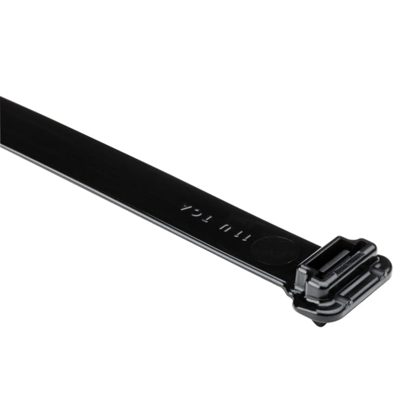 Hellermann Tyton 111-02496 Wide Strap Cable Tie, 12.1"L, 0.375 - 3.25" Bndl Dia, 120lb Tens Stngth, PA66V0, Black, 300/pkg