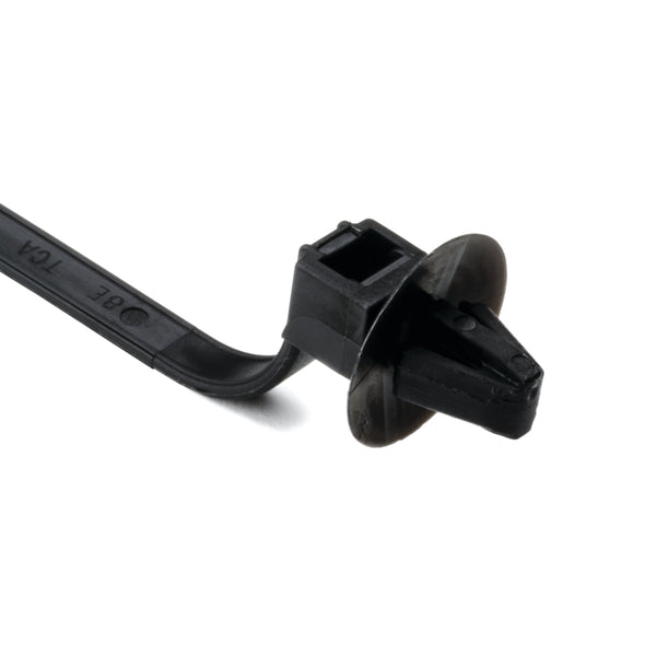 Hellermann Tyton 111-85850 1-Piece Cable Tie with Arrowhead Mount, 8.9"L, 50lb, Mounting Hole Dia. 0.27 - 0.28", PA66HS, Black, 100/pkg
