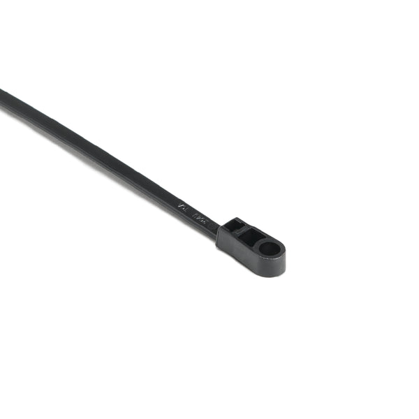 Hellermann Tyton 113-00060 1-Piece Cable Tie with Screw Mount, 8.5" Long, 0.2" Hole, 1.8" Max Bundle Dia, 50lb, PA66HS, Black, 100/pkg