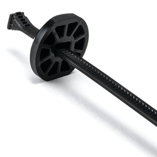Hellermann Tyton 132-00011 Button Head Cable Tie, 15.0" Long, 4.3" Max Bundle Dia, 105lb, PA66HIRHSUV/PA66HS, Black, 50/pkg