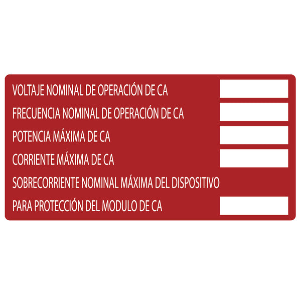Hellermann Tyton 596-00816 Solar Label, Printable, Spanish, AC Module, 4.0" x 2.0", PET, Red, 50/roll