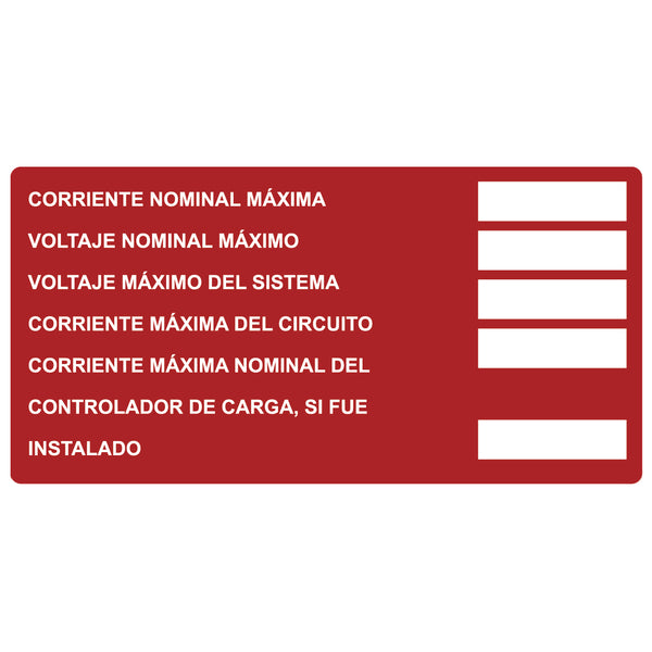 Hellermann Tyton 596-00817 Solar Label, Printable, Spanish, DC Module, 4.0" x 2.0", PET, Red, 50/roll