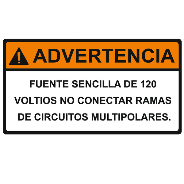 Hellermann Tyton 596-00824 Solar Label, Spanish, WARNING 120-VOLT SUPPLY, 3.75" x 2.0", VL, Orange/White, 50/roll