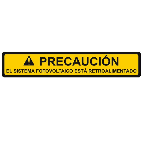 Hellermann Tyton 596-00827 Solar Label, Spanish, CAUTION PHOTOVOLTAIC SYSTEM BACKFED, 4.12" x .75", VL, Yellow, 50/roll