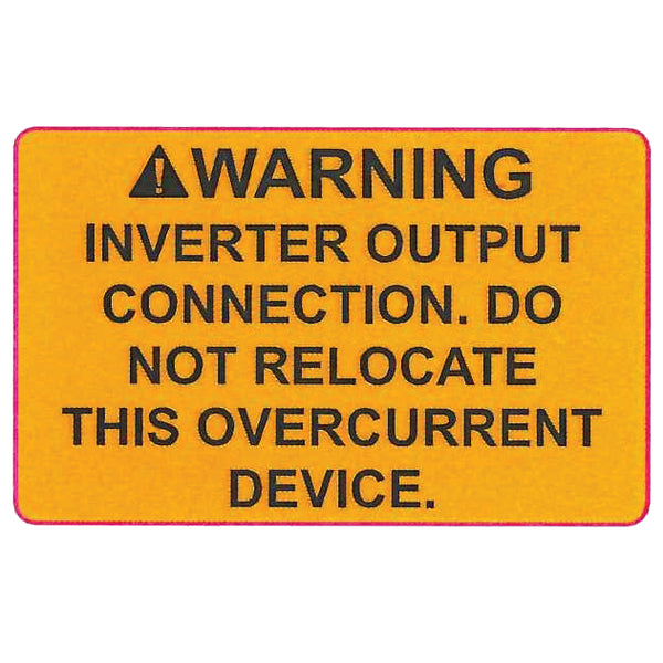 Hellermann Tyton 596-00846 Solar Label, WARNING INVERTER OUTPUT…OVERCURRENT DEVICE, 2.0" x 1.25", VL, Orange, 50/roll