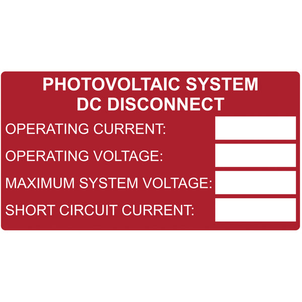 Hellermann Tyton 596-00241 Solar Label, Printable, DC Rating, 3.75" x 2.0", PET, Red, 50/roll