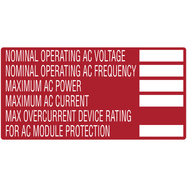 Hellermann Tyton 596-00252 Solar Label, Printable, AC MODULE, 4.0" x 2.0", PET, Red, 50/roll