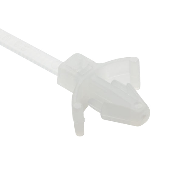 Hellermann Tyton 126-00041 1-Piece Cable Tie with Arrowhead Mount with Wings, 4.5"L, 18lb, 0.19 - 0.22" Mtg Hole, PA66, Natural, 100/pkg