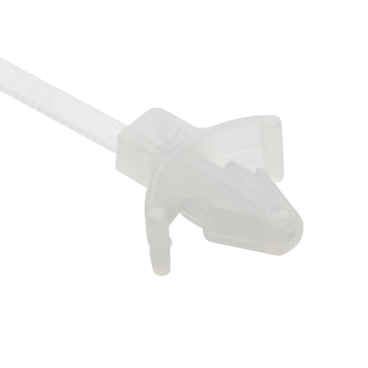Hellermann Tyton 126-00041 1-Piece Cable Tie with Arrowhead Mount with Wings, 4.5"L, 18lb, 0.19 - 0.22" Mtg Hole, PA66, Natural, 100/pkg