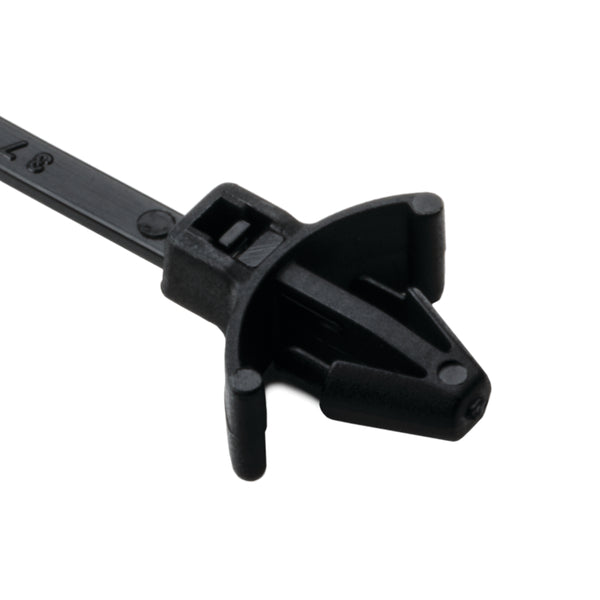 Hellermann Tyton 126-00042 1-Piece Cable Tie with Arrowhead Mount with Wings, 4.5"L, 18lb, 0.19 - 0.22" Mtg Hole, PA66HS, Black, 1000/pkg
