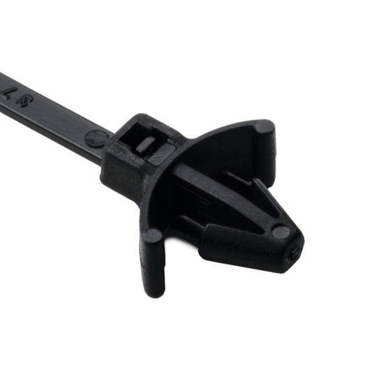 Hellermann Tyton 126-00042 1-Piece Cable Tie with Arrowhead Mount with Wings, 4.5"L, 18lb, 0.19 - 0.22" Mtg Hole, PA66HS, Black, 1000/pkg