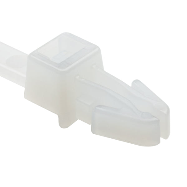 Hellermann Tyton 126-00044 1-Piece Cable Tie with Arrowhead Mount, 6"L, 50lb, 0.04 - 0.14" Panel Thickness, PA66, Natural, 1000/pkg
