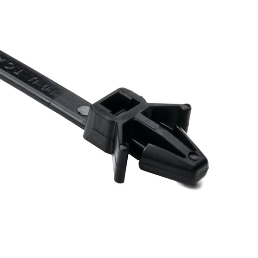 Hellermann Tyton 126-00049 1-Piece Cable Tie with Arrowhead Mount with Wings, 6"L, 50lb, 0.24 - 0.26" Hole Dia, PA66HIRHSUV, Black, 500/bg