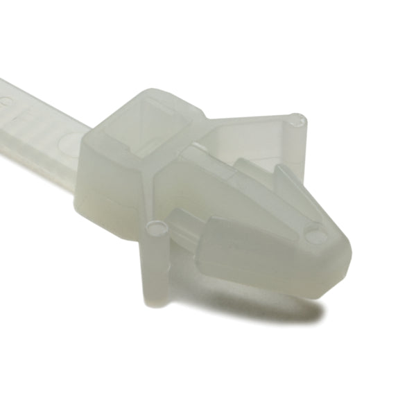 Hellermann Tyton 126-00117 1-Piece Cable Tie with Arrowhead Mount with Wings, 8"L, 50lb, 0.24 - 0.26" Hole Dia, PA66, Natural, 500/bg
