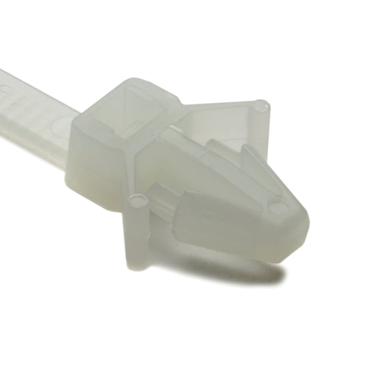 Hellermann Tyton 126-00117 1-Piece Cable Tie with Arrowhead Mount with Wings, 8"L, 50lb, 0.24 - 0.26" Hole Dia, PA66, Natural, 500/bg