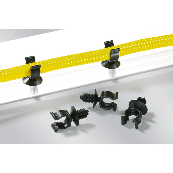 Hellermann Tyton 151-00019 Convoluted Tubing Clip, 13mm Max Bun Dia, Hole Dia 6.5-7mm, PA66HIRHS, Black, 500/pkg