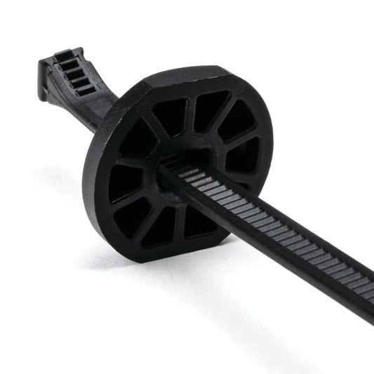 Hellermann Tyton 132-00010 Button Head Cable Tie, 9.6" Long, 2.6" Max Bundle Diameter, 105lb, PA66HIRHSUV/PA66HS, Black, 50/pkg