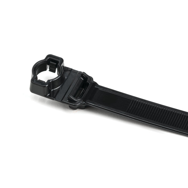 Hellermann Tyton 157-00286 Wide Strap Cable Tie with 10mm Stud Mount, 15.7" Long, 0.5" Wide, PA66HIRHSUV, Black, 300/bg