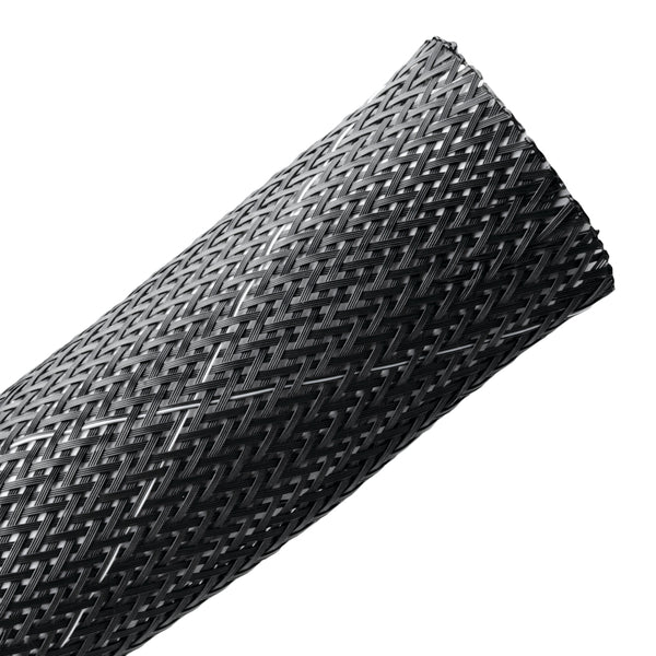Hellermann Tyton 170-03095 Braided Sleeving, Expandable, Flame Retardant, 1.5" Dia, PET, Black, 200 ft/bulk reel