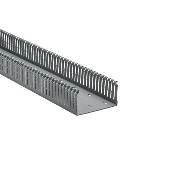 Hellermann Tyton 181-00664 High-Density Slotted Wall Wiring Duct, 4 x 2", 6 ft Sticks,  Adhesive, PVC, Gray, 120ft/ctn