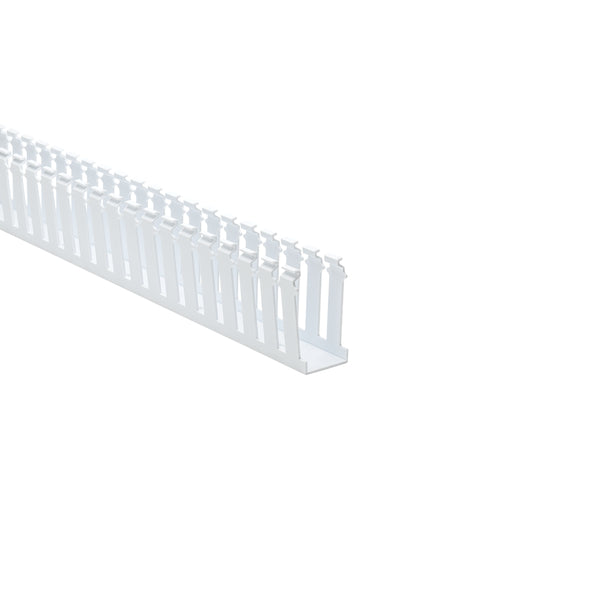 Hellermann Tyton 181-15306 Slotted Wall Wiring Duct, 1.5 x 3", 6 ft Sticks, Non-Adhesive, PVC, White, 60ft/ctn