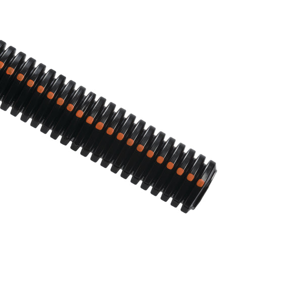 Hellermann Tyton 904-00921 Convoluted Tubing, Slit, 2" Dia, PEUV, Black with Orange Stripe, 800 ft/carton