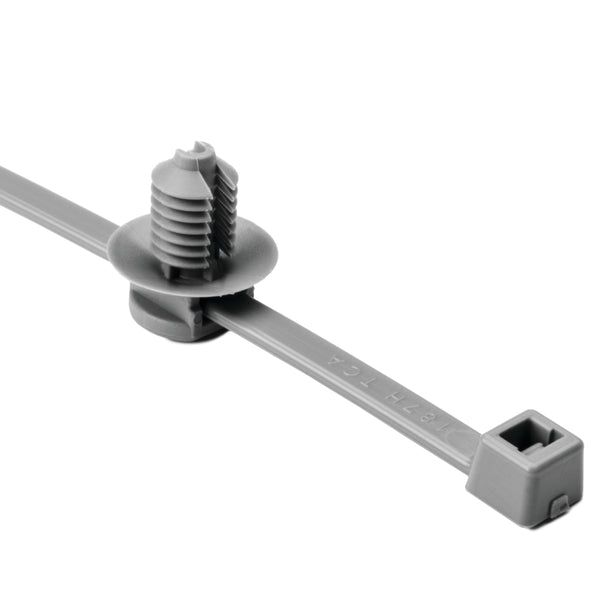 Hellermann Tyton 150-31098 2-Piece Cable Tie with Fir Tree Mount, 8.0" Long, 0.26 - 0.28",  Mounting Hole Diameter, PA46, Gray, 500/pkg