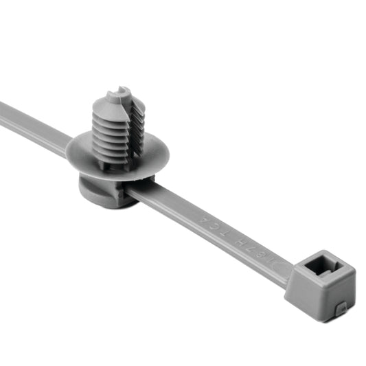 Hellermann Tyton 150-31098 2-Piece Cable Tie with Fir Tree Mount, 8.0" Long, 0.26 - 0.28",  Mounting Hole Diameter, PA46, Gray, 500/pkg