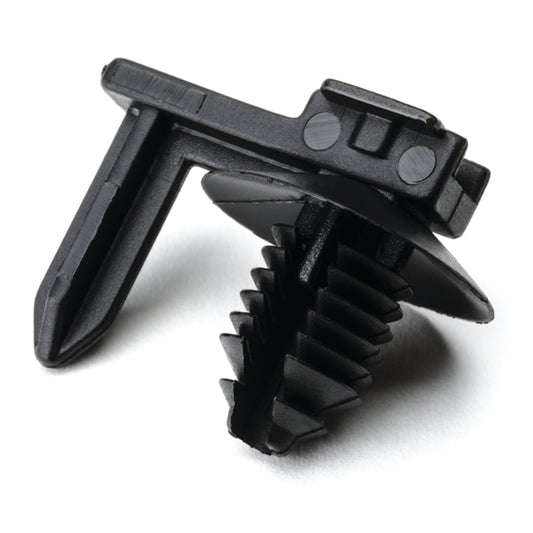 Hellermann Tyton 151-00459 Connector Clip with Round Fir Tree, 0.7 - 5.1 mm Panel Thick., 6.5 - 7.0 mm Hole Dia, PA66HIRHS, Black, 500/pkg