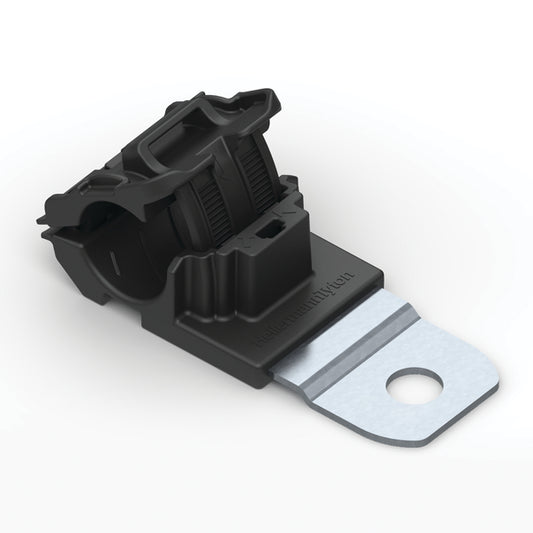 Hellermann Tyton 151-01390 Ratchet P-Clamp, 0.52 - 0.77" Bundle Dia, 180° Short, 0.41" Hole Dia, PA66HIRHSUV/ST/ZN, Black, 280/ctn