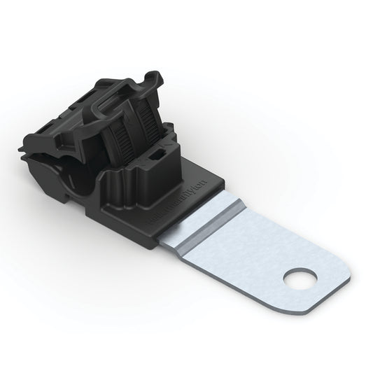 Hellermann Tyton 151-01419 Ratchet P-Clamp, 0.24 - 0.54" Bundle Dia, 180° Medium, 0.33" Hole Dia, PA66HIRHSUV/ST/ZN, Black, 200/ctn