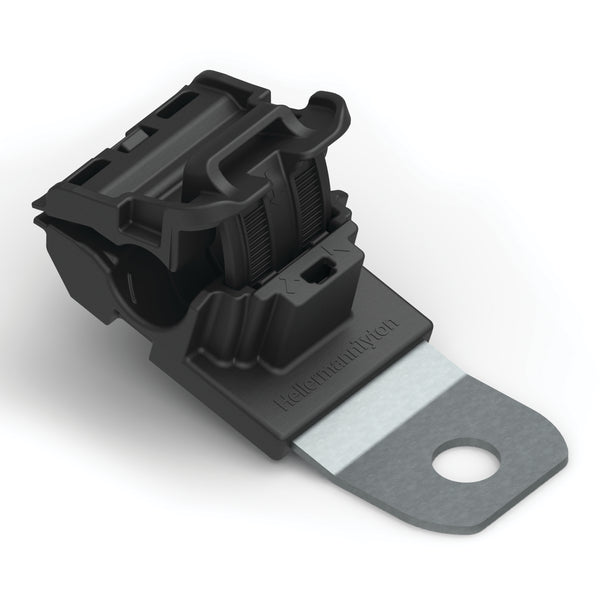 Hellermann Tyton 151-01427 Ratchet P-Clamp, 0.24 - 0.54" Bundle Dia, 15° Short, 0.51" Hole Dia, PA66HIRHSUV/ST/ZN, Black, 300/ctn