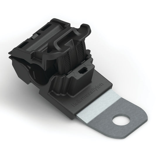 Hellermann Tyton 151-01427 Ratchet P-Clamp, 0.24 - 0.54" Bundle Dia, 15° Short, 0.51" Hole Dia, PA66HIRHSUV/ST/ZN, Black, 300/ctn