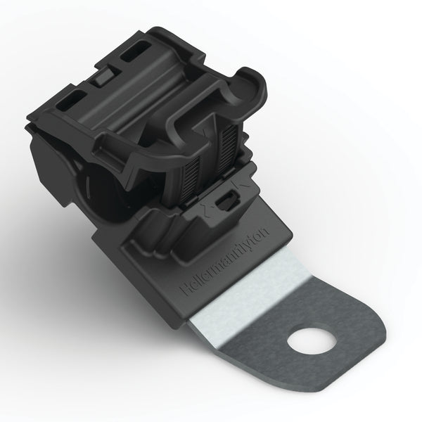 Hellermann Tyton 151-01929 Ratchet P-Clamp, 0.24 - 0.54" Bundle Dia, 30° Short, 0.41" Hole Dia, PA66HIRHSUV/SS304, Black, 300/ctn
