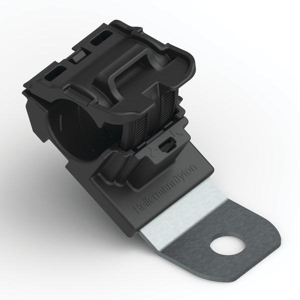 Hellermann Tyton 151-01452 Ratchet P-Clamp, 0.52 - 0.77" Bundle Dia, 30° Short, 0.41" Hole Dia, PA66HIRHSUV/ST/ZN, Black, 280/ctn