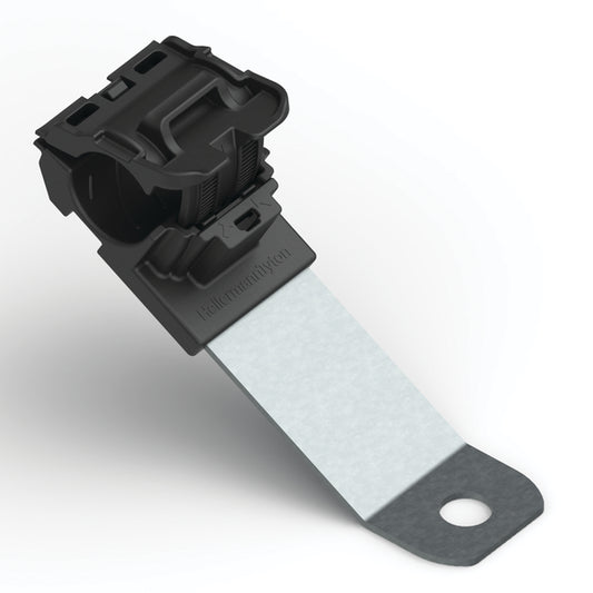 Hellermann Tyton 151-01966 Ratchet P-Clamp, 0.52 - 0.77" Bundle Dia, 30° Long, 0.51" Hole Dia, PA66HIRHSUV/SS304, Black, 200/ctn