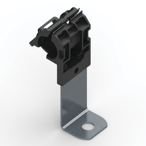Hellermann Tyton 151-01462 Ratchet P-Clamp, 0.52 - 0.77" Bundle Dia, 90° Long, 0.51" Hole Dia, PA66HIRHSUV/ST/ZN, Black, 200/ctn